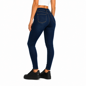 Factory Price Womens High Waist <b>Stretch</b> Skinny Jeans Slim Fit Ankle Length <b>Denim</b> Pants Plain Wholesale <b>Denim</b> Trousers Faded Wash - Product Image 4