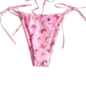 Maillot de bain bikini en tissu sublimé à carreaux, ensemble 2 pièces, toucher doux, respirant, séchage rapide, design avant, pour femme, plage, été - Product Image 6
