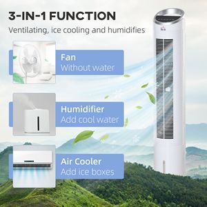 40\" <b>Portable</b> <b>AC</b>-powered Air Cooler with 8H Timer 3-in-1 Oscillating Humidifier LED Display 3 Modes-for Home Use in UK/AU White" - Product Image 4