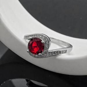 Bague de fiançailles en argent sterling avec rubis rouge du Kenya et diamant, pierre de naissance d'août, cadeau pour 40e anniversaire de mariage - Product Image 5