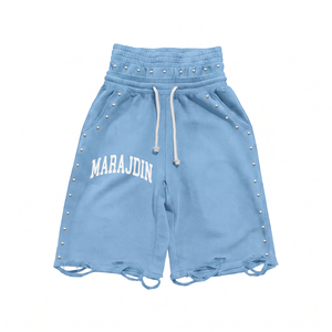 Pantalones Cortos Bermuda de Algodón para Hombre Marajdin, con Doble Cintura Ajustable, Decoración con Remaches, Estilo Casual - Product Image 5
