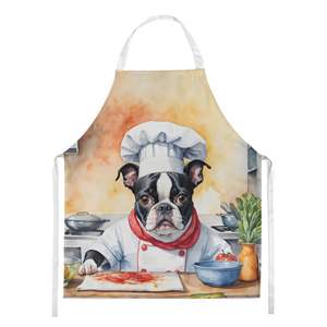Delantal de Chef Boston Terrier Unisex grande Multicolor para cocina, manualidades para hornear, jardinería para adultos, mujeres y hombres - Product Image 1