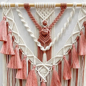 <b>Boho</b> Macrame <b>Wall</b> <b>Hanging</b> Tapestry Cotton Rope Geometric Tassel <b>Wall</b> Decor for Bedroom Living Room Nursery 18 x 30 inches - Product Image 3