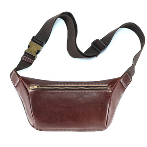 <b>Top</b> Quality Custom Leather Waist Bag Unisex Adjustable Zipper Closure Brown Pillow Shape Daily Use Fanny Packs - Product Image 3