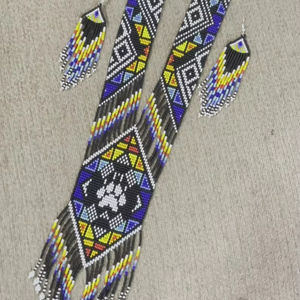 Collier Gerdan ukrainien massif | Ethnique | Tribal | Collier noir et blanc | Unique | Collier et boucles d'oreilles pour femme africaine, idéal pour les fêtes et comme cadeau - Product Image 1