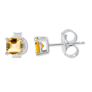 Gourik Vintage Asscher Cut Natural Citrine Gemstone Stud <b>Earrings</b> 925 Sterling Silver Claw Setting Birthstone Jewelry Gift for - Product Image 2