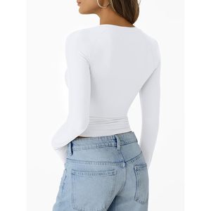 2025 Y2K mode reine femmes hauts courts à manches longues basique entraînement t-shirts sortir automne vêtements tenues reine femmes Yoga haut - Product Image 2