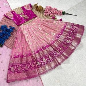 Ocassional wear Dyeable Dola with Zari work & Shaded Flared Lehenga-Embroidered Blouse-<b>Net</b> <b>Dupatta</b> Set At Wholesale Rate - Product Image 3