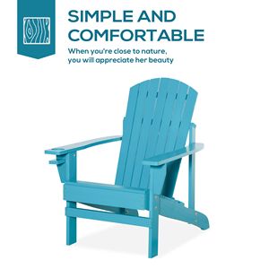 Sedia a sdraio classica Adirondack con portabicchieri integrato, blu cielo intenso, per patio, giardino, falò, terrazza - Product Image 4