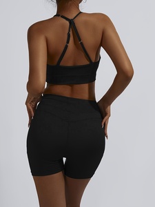 New Seamless Racerback Yoga Set Women Crop Top High Waisted Scrunch Biker <b>Shorts</b> Buttery Soft Comfortable Fabric - Product Image 2