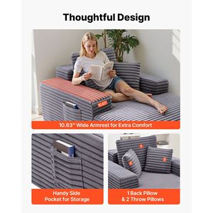 Moderna Chaise Longue da Interno Senza Struttura da 54 Pollici con Comfort di Lettura Superdimensionato e Cuscini Coordinati - Product Image 5