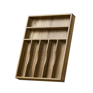 Acacia Wooden Kitchen <b>Drawer</b> Organizer for Utensil Cutlery or Office Supplies <b>6</b> Slots Holder Wholesale from Vietnam - Product Image 1