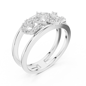 Ensemble de bagues doubles LUMINARA en or blanc massif 18 carats plaqué rhodium avec diamants de laboratoire, style minimaliste, pour fiançailles, fêtes, mariages et usage quotidien - Product Image 3