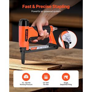 Pistola grapadora neumática de Punta larga de calibre 22, herramienta de bricolaje para carpintería, serie 71, grapas de alambre fino, corona de 3/8 pulgadas, 1/4 "-5/8" - Product Image 2