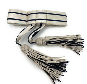 Cinturón Ceremonial Azul Plateado con Borlas, Cinturón Formal para Uniformes y Eventos - Product Image 1