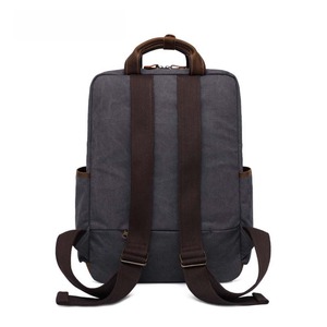 Genuine Leather Water Resistant <b>Canvas</b> <b>Backpack</b> Casual Travel School Laptop Wholesale Bulk Custom Logo Supplier LCB-0077 - Product Image 6