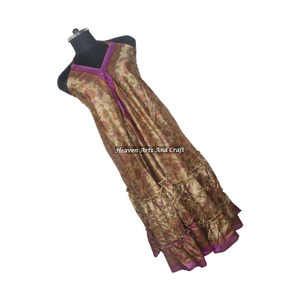 Vestido Maxi de Seda Vintage Hecho a Mano para Mujer, Estilo Bohemio Hippie, Lote al por Mayor, Vestido de Noche Elegante sin Mangas para Dama - Product Image 4