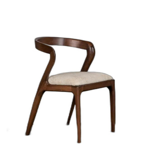 Chaise de salle à manger moderne en bois de hêtre massif, durable, avec dossier incurvé et rembourrage, design minimaliste, mobilier pour la maison - Product Image 1
