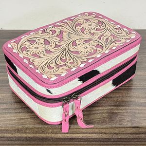 Caja de Joyería de Cuero Vacuno Genuino Hecha a Mano con un Elegante y Estilizado Patrón Floral, Estuche Organizador de Joyas para Almacenamiento - Product Image 4