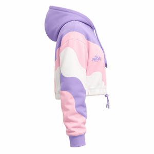 Sudadera con capucha corta de poliéster con estampado por sublimación en rosa lavanda de 280–320 GSM para mujer, personalizada - Product Image 3