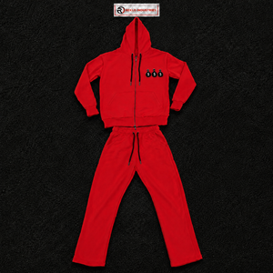Conjunto Deportivo Rojo para Hombre con Capucha, Sudadera y Pantalones Largos de Algodón de Color Sólido, con Logotipo Frontal y Cierre con Cordón - Product Image 5