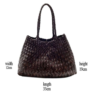 Sac à main rétro en cuir véritable tissé à la main, petit sac Santa, sac à main pour femme, sac à bandoulière, grande capacité, sac de plage, sac de voyage - Product Image 2
