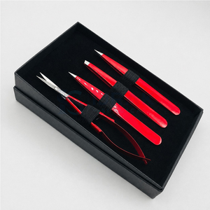 Pince à épiler professionnelle en acier inoxydable, colorée, à pointe oblique, lot de 4, étui inclus, étiquette privée personnalisée, pince à épiler écologique - Product Image 2