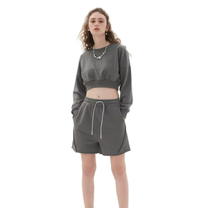 <b>Oversize</b> Solid Color Fleece Long Sleeve <b>Sweatshirts</b> Women Wholesale Cotton Round Neck <b>Vintage</b> <b>Sweatshirt</b> Women - Product Image 2