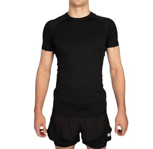 UPF50+ <b>swim</b> shirt <b>men</b> Eco-friendly polyester rash guard black rash guard Front logo print <b>swim</b> shirt - Product Image 1