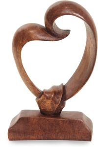 Escultura de madera artesanal de corazones marrones, regalo de decoración para el hogar, estatua abstracta moderna de madera. - Product Image 2