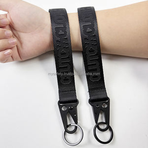 Premium Custom Jacquard Woven <b>Lanyard</b> Wristlet Wrist Strap Keychain Heavy Duty Zinc Alloy Snap Hook Sports Style Carabiner Brand - Product Image 2