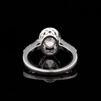 Bague de fiançailles Starling en argent avec diamant de laboratoire taille ovale, halo de diamants latéraux, style classique, certifiée, unisexe, idéale pour un cadeau