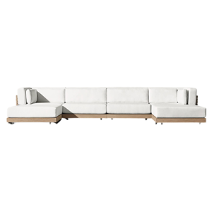 Conjunto de Sofás de Esquina para Exteriores de Estilo Contemporáneo, Sofá Modular Minimalista de Teca Sólida en Forma de L, Cojín Cómodo e Impermeable - Product Image 6