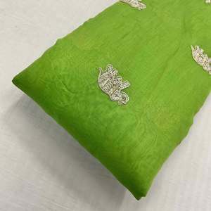 Tissu perlé en soie et mousseline, tissu brodé, dentelle à sequins, organza pour robe de mariée, abaya, caftan, fournisseur de mode, exportateur en gros - Product Image 3