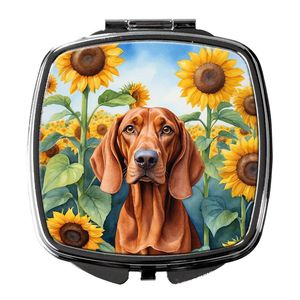 Redbone Coonhound girasoles compacto plegable de mano espejo de maquillaje portátil de viaje espejo decorativo regalo para mujeres y niñas - Product Image 1