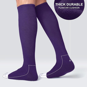 Wholesale Purple <b>Knee</b> <b>High</b> Socks Soccer Softball Rugby Sports 100% Cotton Solid Color Breathable Knitted Summer Adults Youth - Product Image 2