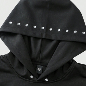 Custom DTG Print Graphic Hoodies Rivet <b>Studs</b> Rhinestone 100% Cotton Heavyweight Boxy Fit Pullover OEM Factory Fleece Streetwear - Product Image 4