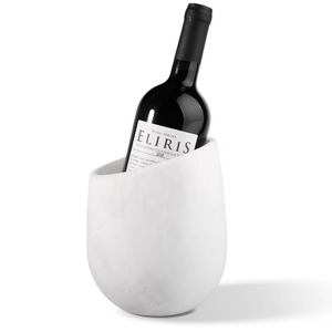 Enfriador de Vino de Mármol Blanco Escultural Moderno, Enfriador de Botellas de Piedra Asimétrico, Elegante Cubo de Hielo Inclinado de Piedra Sólida - Product Image 5