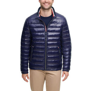Veste matelassée pour homme, couleur marine unie, logo personnalisé OEM, pour l'hiver, tissu 100% coton, veste matelassée tendance pour homme - Product Image 1