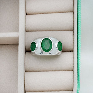 Wholesale 925 Sterling <b>Silver</b> Oval Cut Green <b>Emerald</b> Gemstone <b>Ring</b> For Men Handmade Unisex Fine <b>Ring</b> Jewelry - Product Image 4