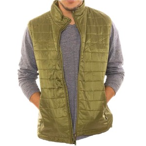 Men's <b>Black</b> Quilted <b>Vest</b> Stand Collar Zipper Closure Windproof Winter Outerwear Casual Style Polyester Wadding - Product Image 2