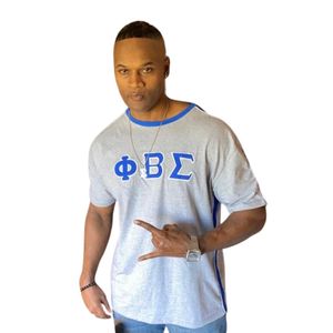 เสื้อเชิ้ตพรีเมียมสีเทาพิมพ์ลายตัวอักษร Phi Beta Sigma สำหรับผู้ชาย สวมใส่สบาย คุณภาพสูง เสื้อผ้าสำหรับสมาคมพี่น้องชาวกรีก ชุดลำลอง - Product Image 1