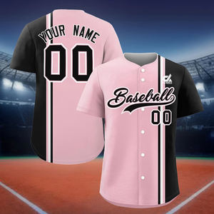 เสื้อเบสบอลไล่เฉดสีม่วงชมพูแบบสั่งทำพิเศษ ปี 2025 พร้อมแถบตกแต่งแบบกระดุม ชุดทีมสไตล์โปร ขายส่ง - Product Image 2