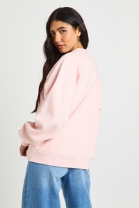 Premium <b>Women's</b> Pink Oversized Pullover Sweatshirt Casual Loose Fit <b>Fleece</b> Sweatshirt <b>Top</b> Long Sleeve Loungewear <b>Women</b> Outfit - Product Image 2