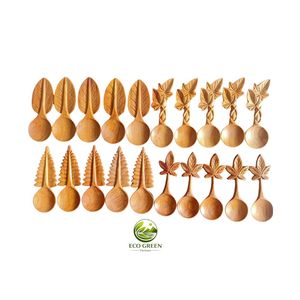 Cuchara de madera con forma de mini abanico al por mayor, mango largo, diseño minimalista ecológico, cuchara de madera creativa con diseño de flores de cerezo, cubiertos. - Product Image 5