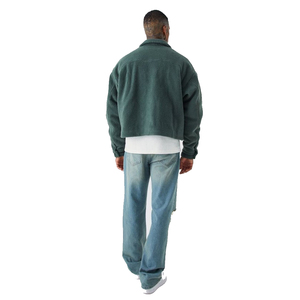 Chaqueta de lana verde para hombre con cuello vuelto y botones, abrigo informal de invierno - Product Image 2