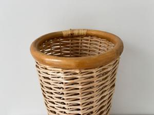 Vtg <b>Tall</b> Bamboo <b>Storage</b> Basket Decorative Rattan Wood Umbrella Holder Stand Natural Woven Home <b>Storage</b> Wholesale Supplier - Product Image 2