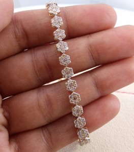 5.14 Ct Natural White Brilliant Cut Diamond Tennis Cluster Floral <b>Bracelet</b> 925 Sterling <b>Silver</b> Rhodium Plated Women's Trendy - Product Image 5