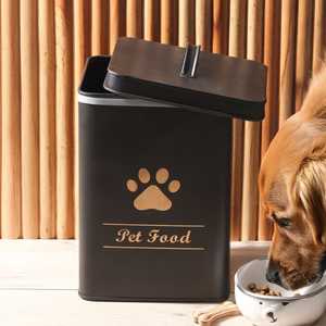 Nouveauté : Contenant de stockage pour aliments pour animaux de compagnie, en métal, hermétique, rectangulaire, capacité 10-20L, design minimaliste pour la cuisine - Product Image 5