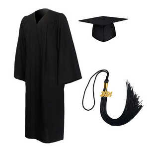 Túnica y Birrete de Graduación Unisex Mate de Poliéster y Lona, Cómodos, Personalizables, con Borla Negra, Uniforme Escolar para Adultos 2026 - Product Image 1
